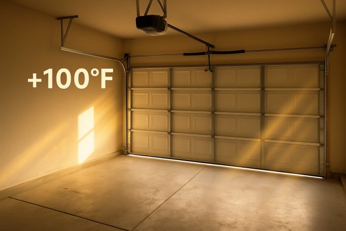 where summer temperatures can soar well above 100°F non insulated garage doors under heat